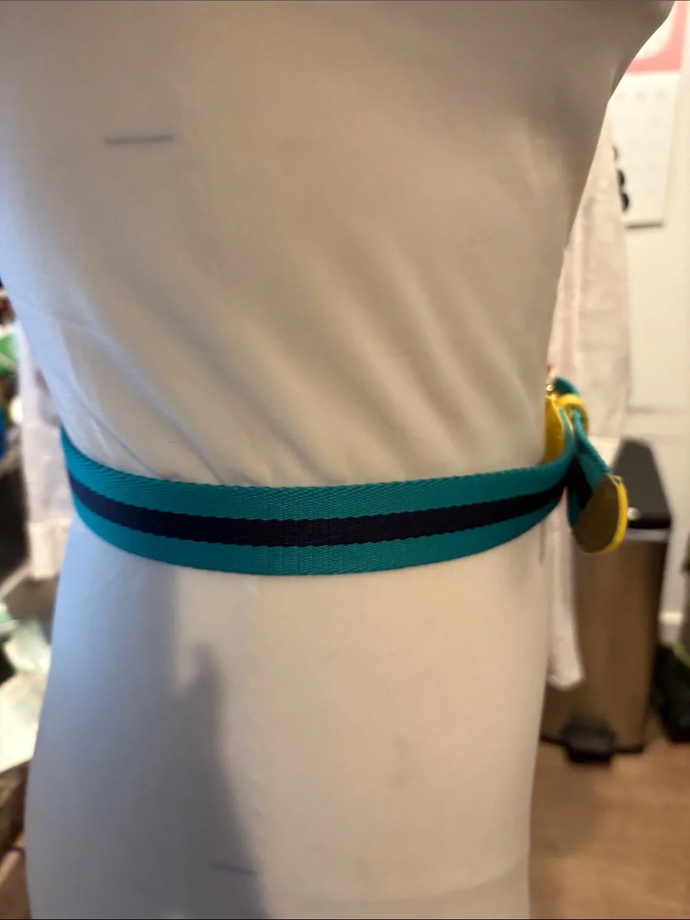 Talbots Teal and Yellow Striped Belt